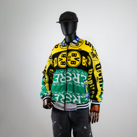 Sátiva Crew Jacket — vintage patchwork flags